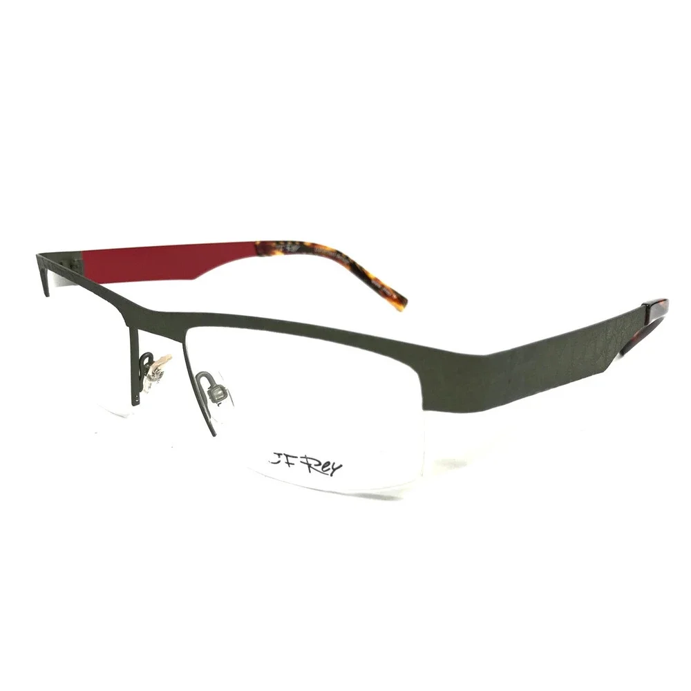J.F. Rey Eyeglasses Frames JF2601 4530 Khaki Red Olive Green Textured 55-18-130